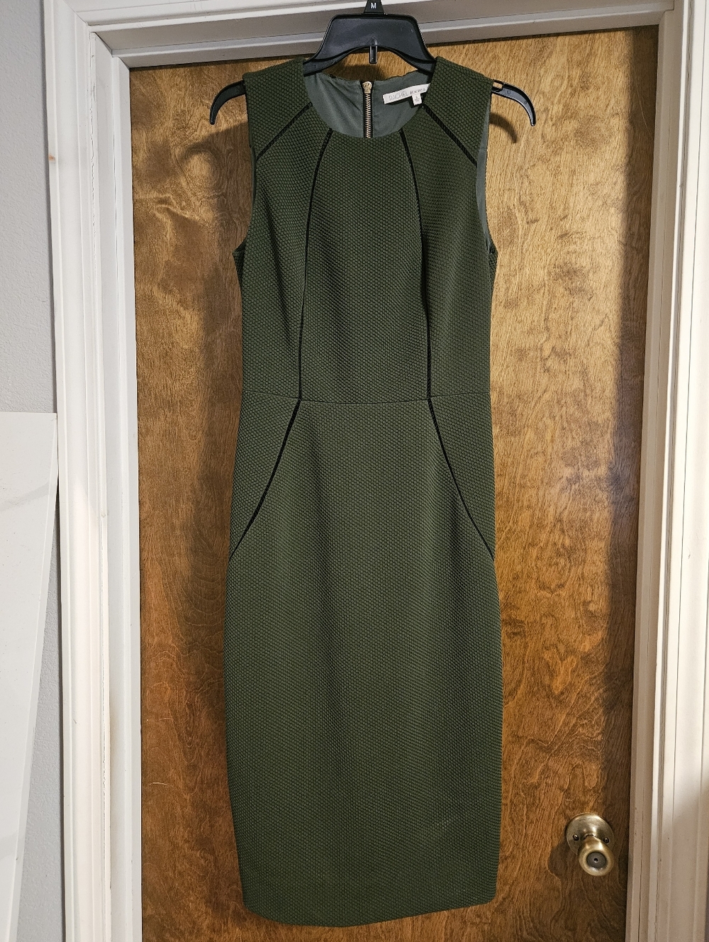 RACHEL Rachel Roy Olive Textured Sleeveless Midi Sheath Dress